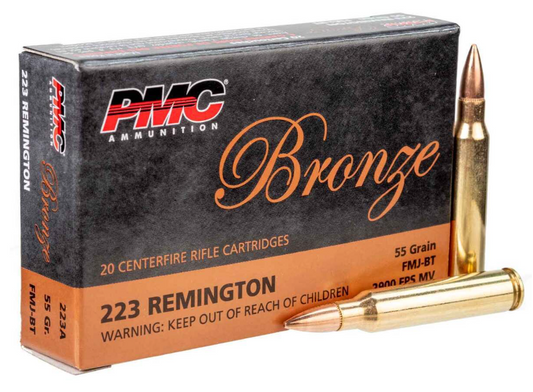 PMC Bronze 223 Remington 55gr FMJBT Rifle Ammo - 20 Rounds